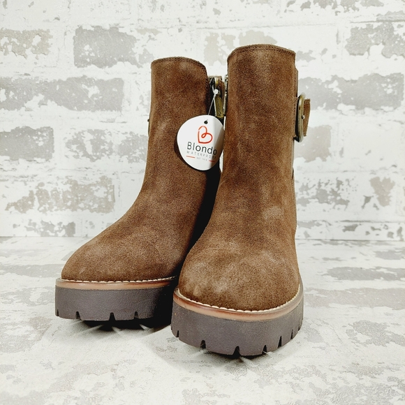New Blondo Dahlia Suede Brown Waterproof Boot Ankle Boots i 589 - Picture 2 of 11